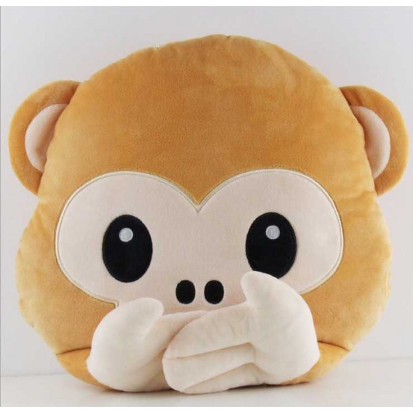 Soft Smiley Monkey Emoticon Brown Cushion Pillow Stuffed Plush Toy Doll (Do Not Speak)